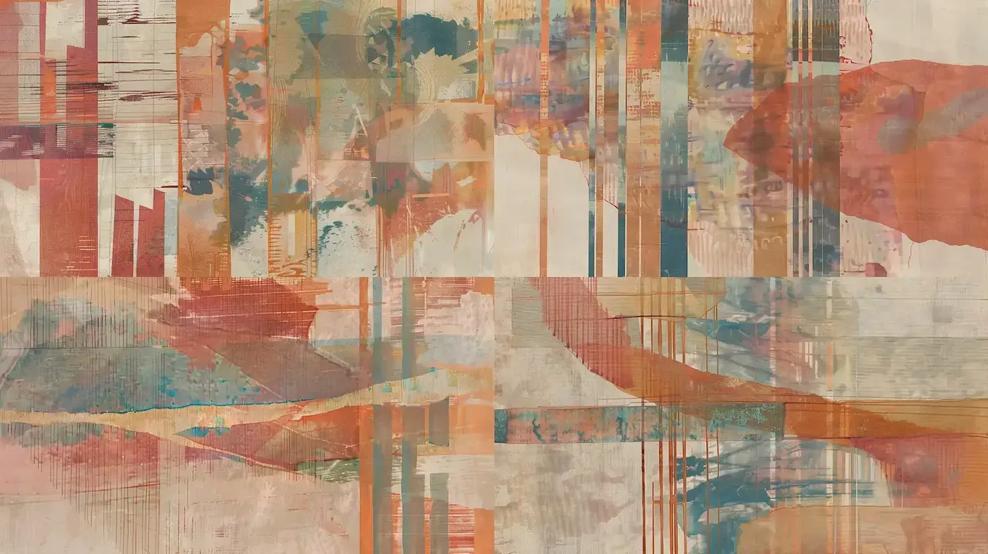 Abstract Modern Art with a Soft Color Palette and Textured Layers - Midjourney sref style