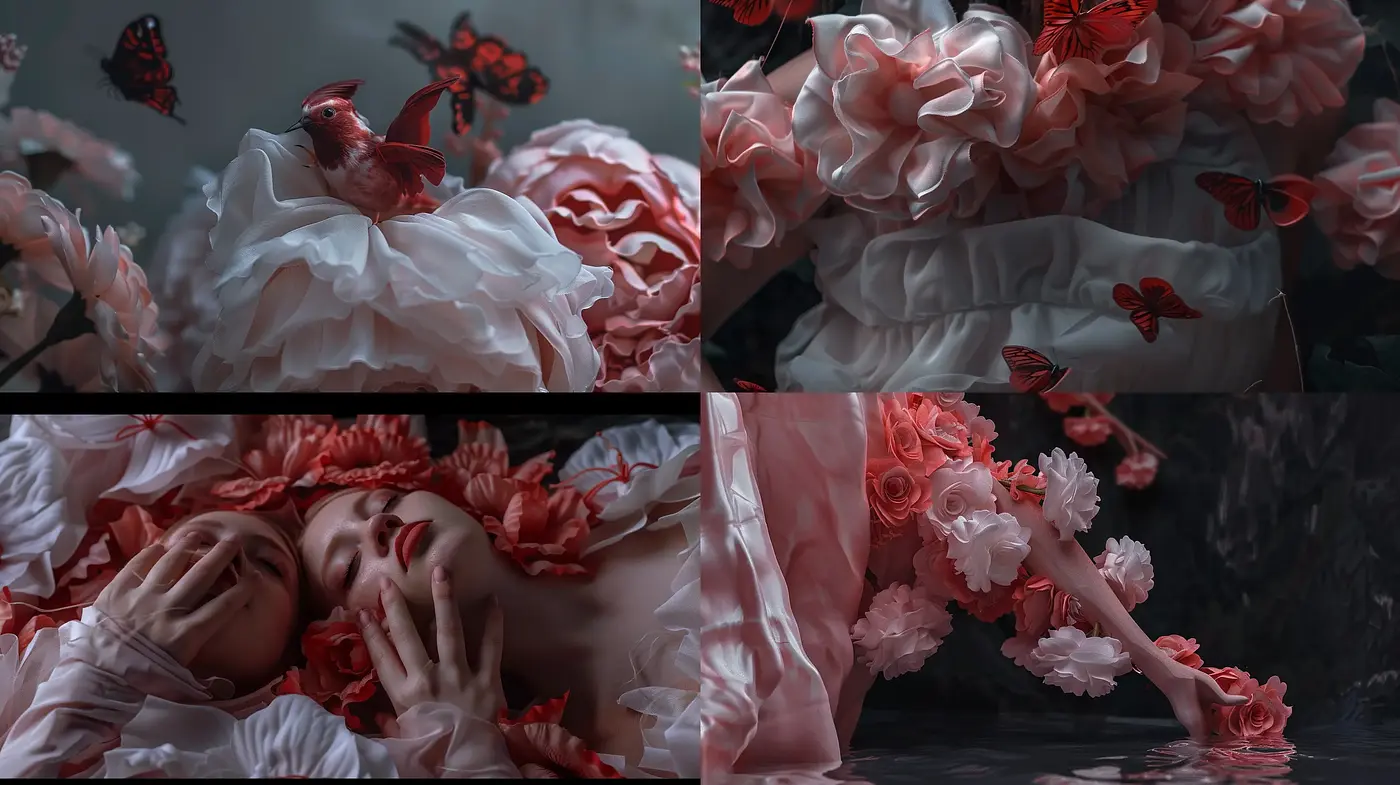 Ephemeral Crimson Dreamscape in Stylized Romanticism - Midjourney sref style