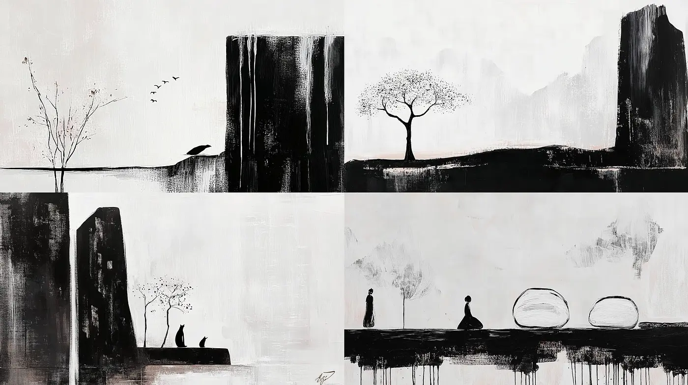 Monochromatic Serenity: An Exploration of Tranquil Minimalism - Midjourney sref style
