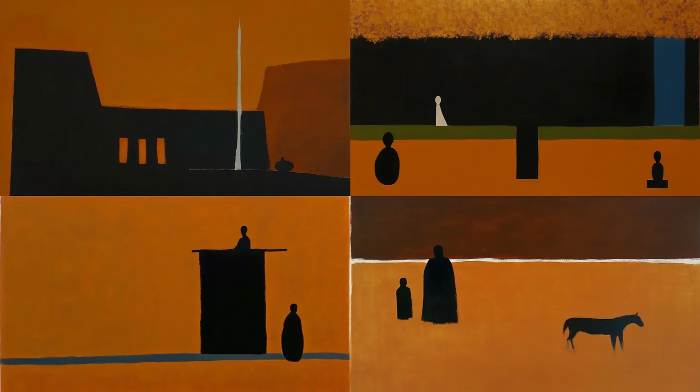 Sunset Silhouette: A Study in Contrast and Minimalism - Midjourney sref style