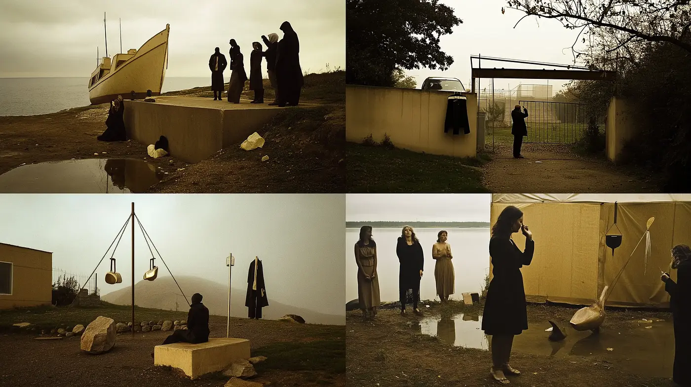 Mysterious Cinematic Tableaux with Surrealist Undertones - Midjourney sref style