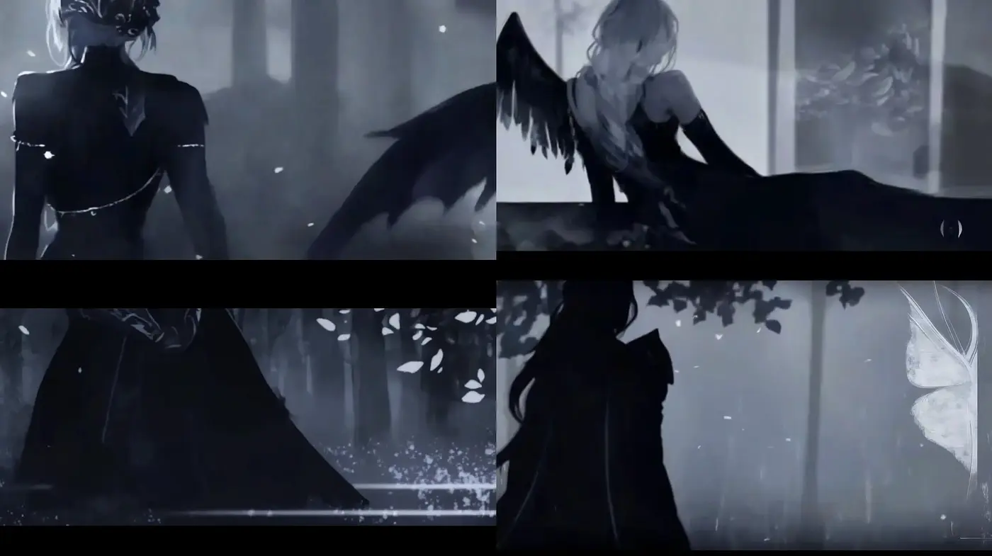Monochrome Elegance with a Dreamlike Anime Influence - Midjourney sref style