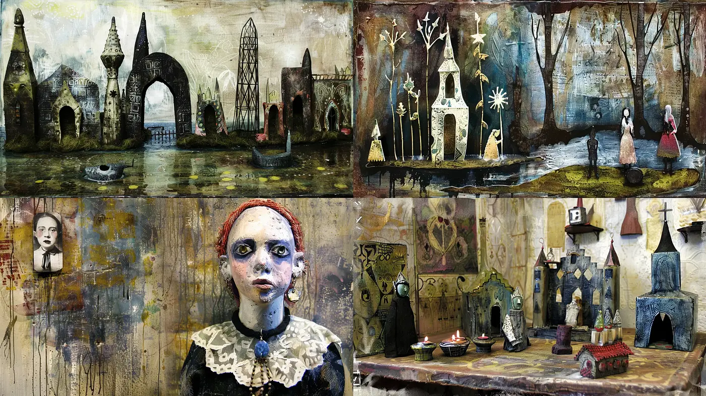Ethereal Gothic Dreamscape: A Meld of Whimsy and Melancholy - Midjourney sref style