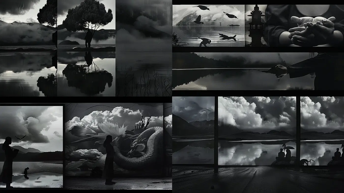 Monochromatic Serenity: A Consistent Vision in Grayscale - Midjourney sref style