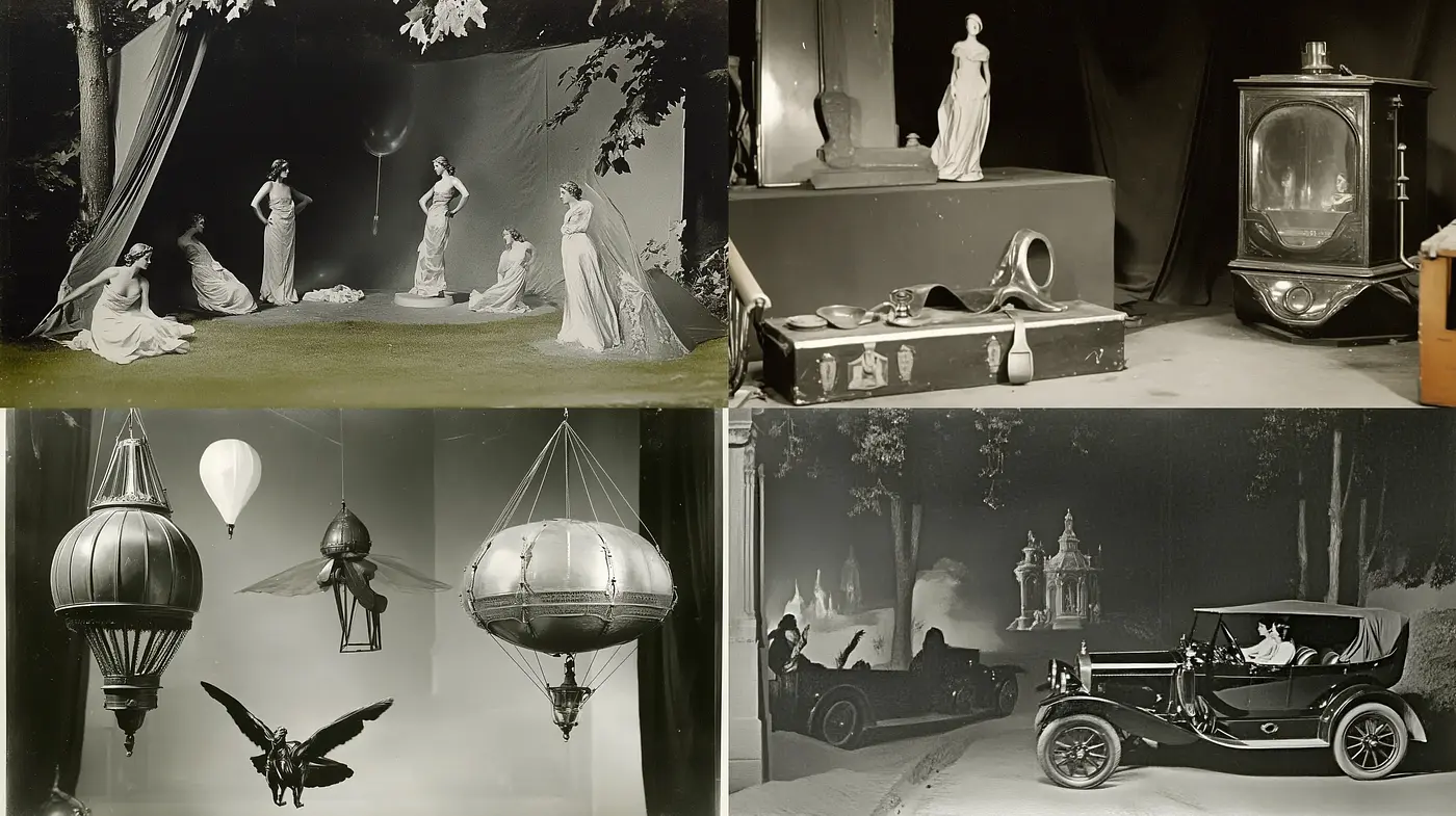 Pantomimed Elegance in Noir: A Harmony of Silhouettes and Stillness - Midjourney sref style