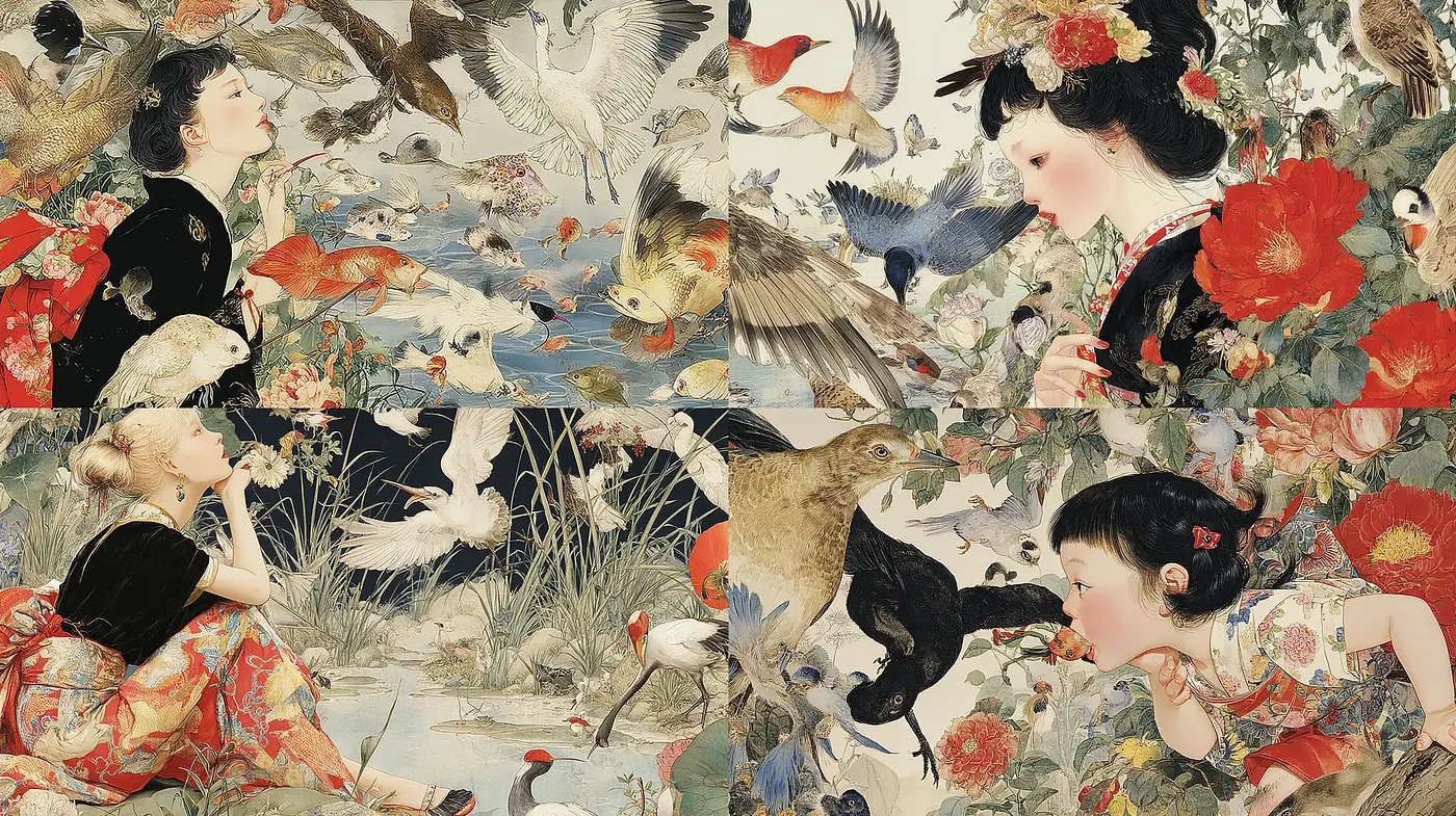 Intricate and Enchanting Illustrations with a Harmonious Blend of Nature and Beauty - Midjourney sref style