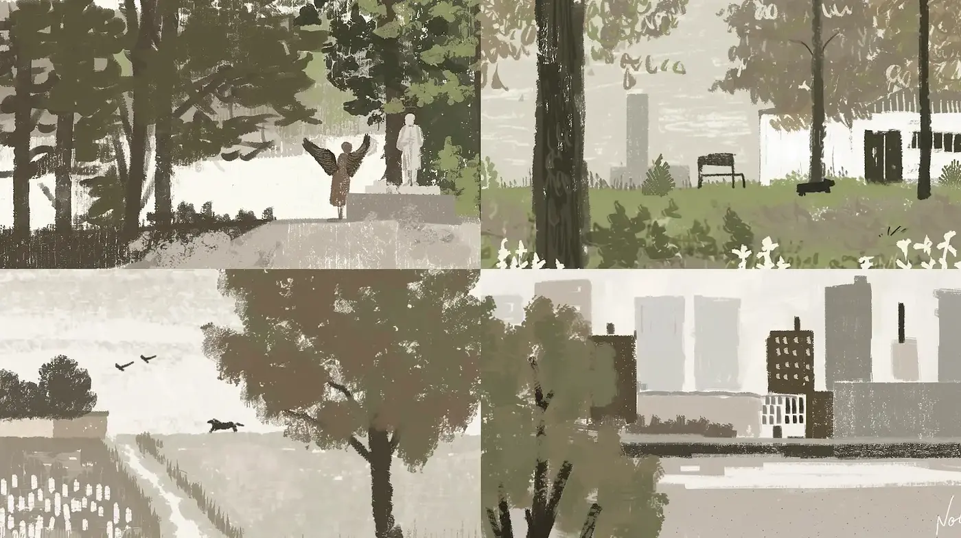 Serene and Minimalist Nature-Inspired Illustrations with a Subdued Palette - Midjourney sref style