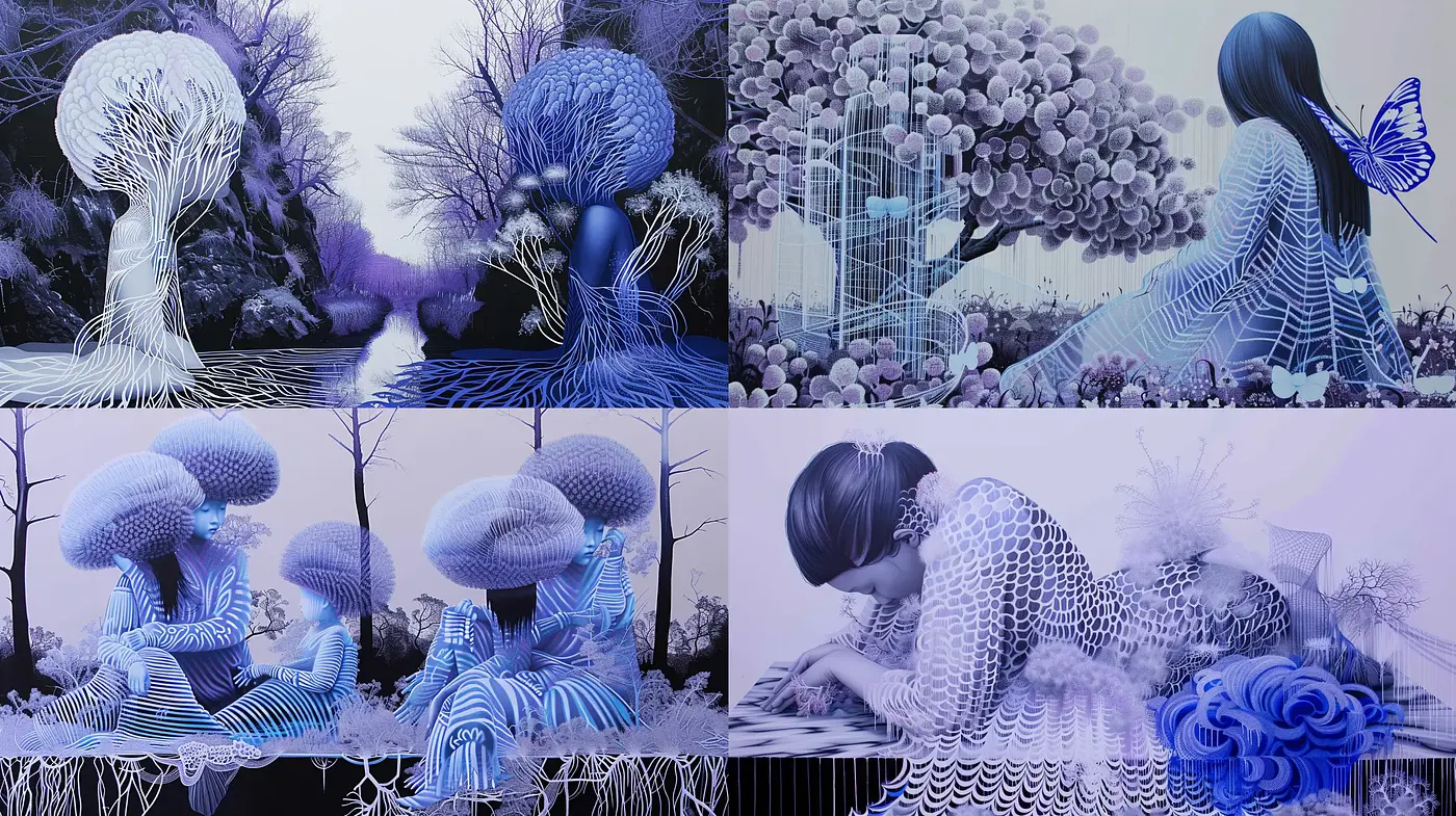 Monochromatic Dreamscape with Ethereal Forms - Midjourney sref style