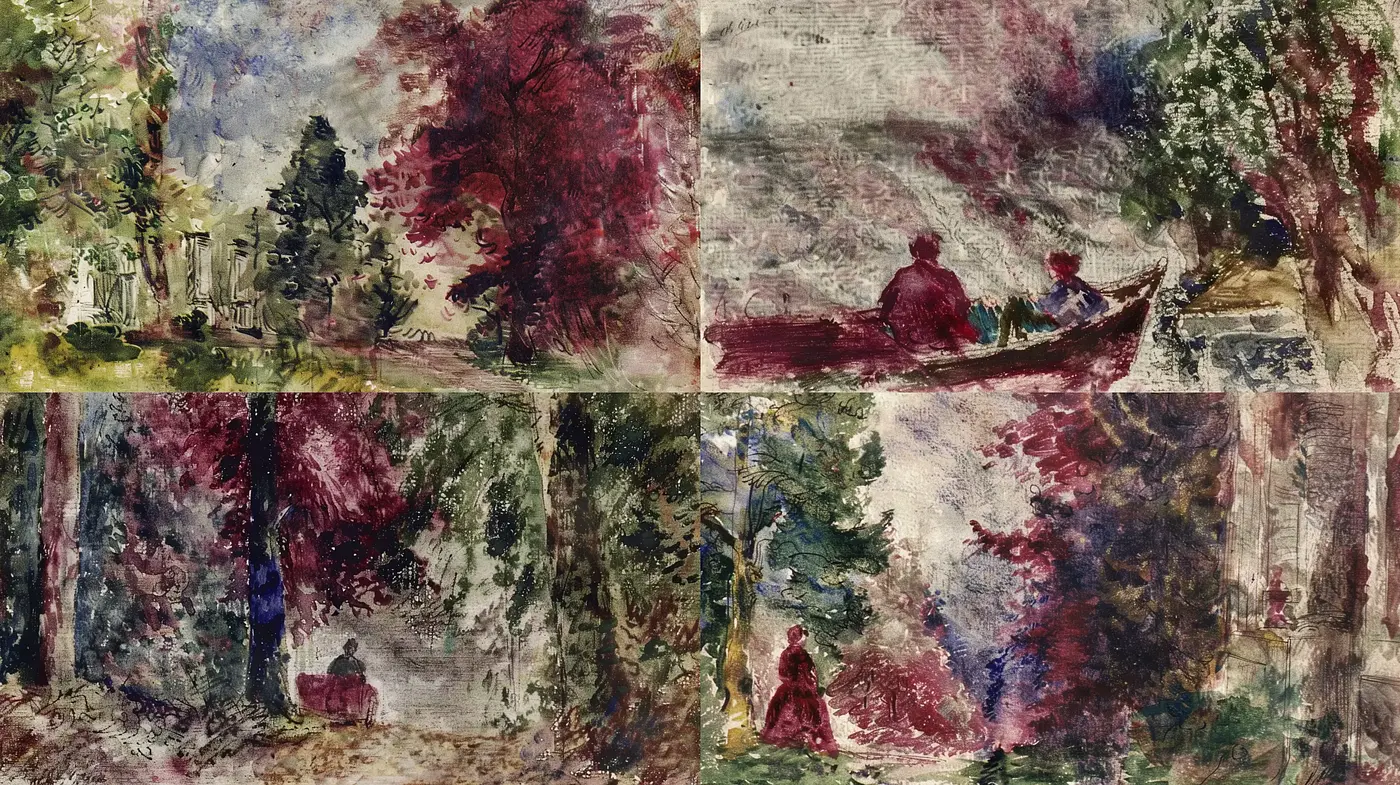 Whimsical Brushstrokes of Time: A Dance of Color and Memory - Midjourney sref style