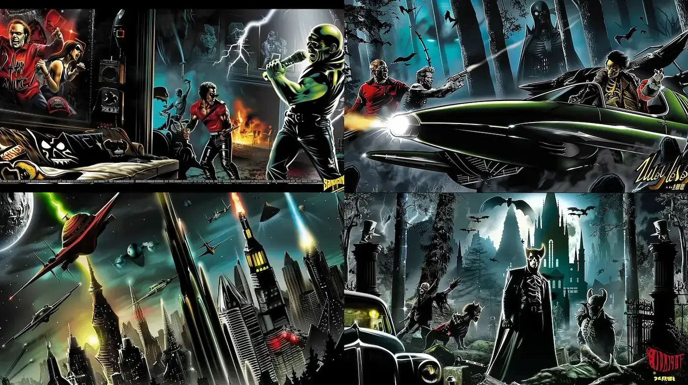 Darkly Vibrant and Cinematic Retro Comic Style - Midjourney sref style