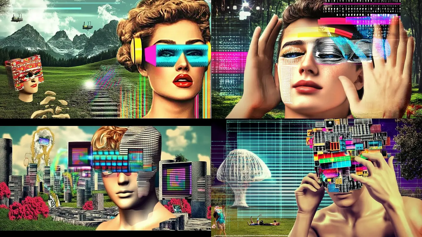 Surreal Digital Dreamscape with Retrofuturistic Elements - Midjourney sref style