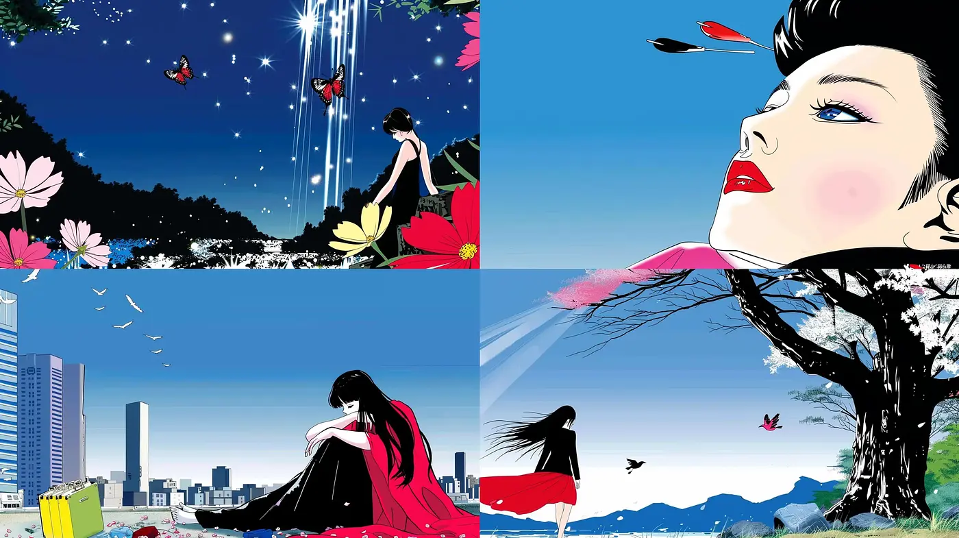 Vivid Chromatic Narratives: A Fusion of Anime Influence with Pop Art Overtones - Midjourney sref style