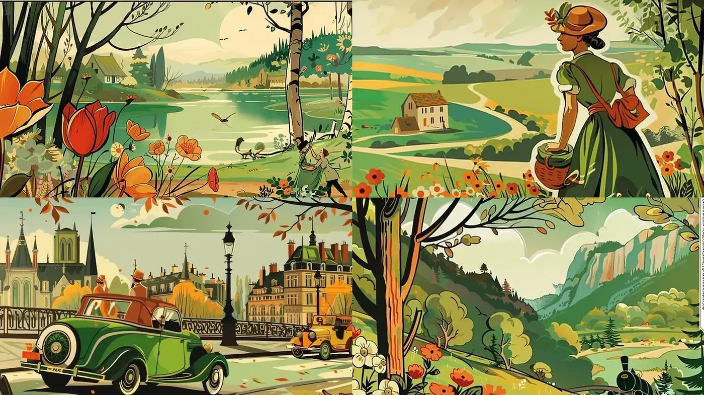 Charming and Vibrant Illustrations with a Nostalgic Touch - Midjourney sref style