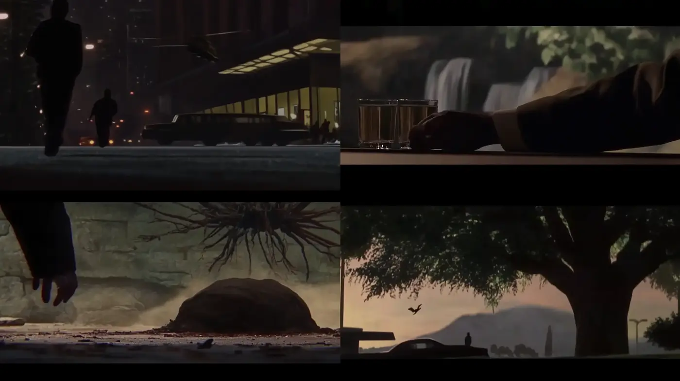 Cinematic Silhouette Visions in Twilight Hues - Midjourney sref style