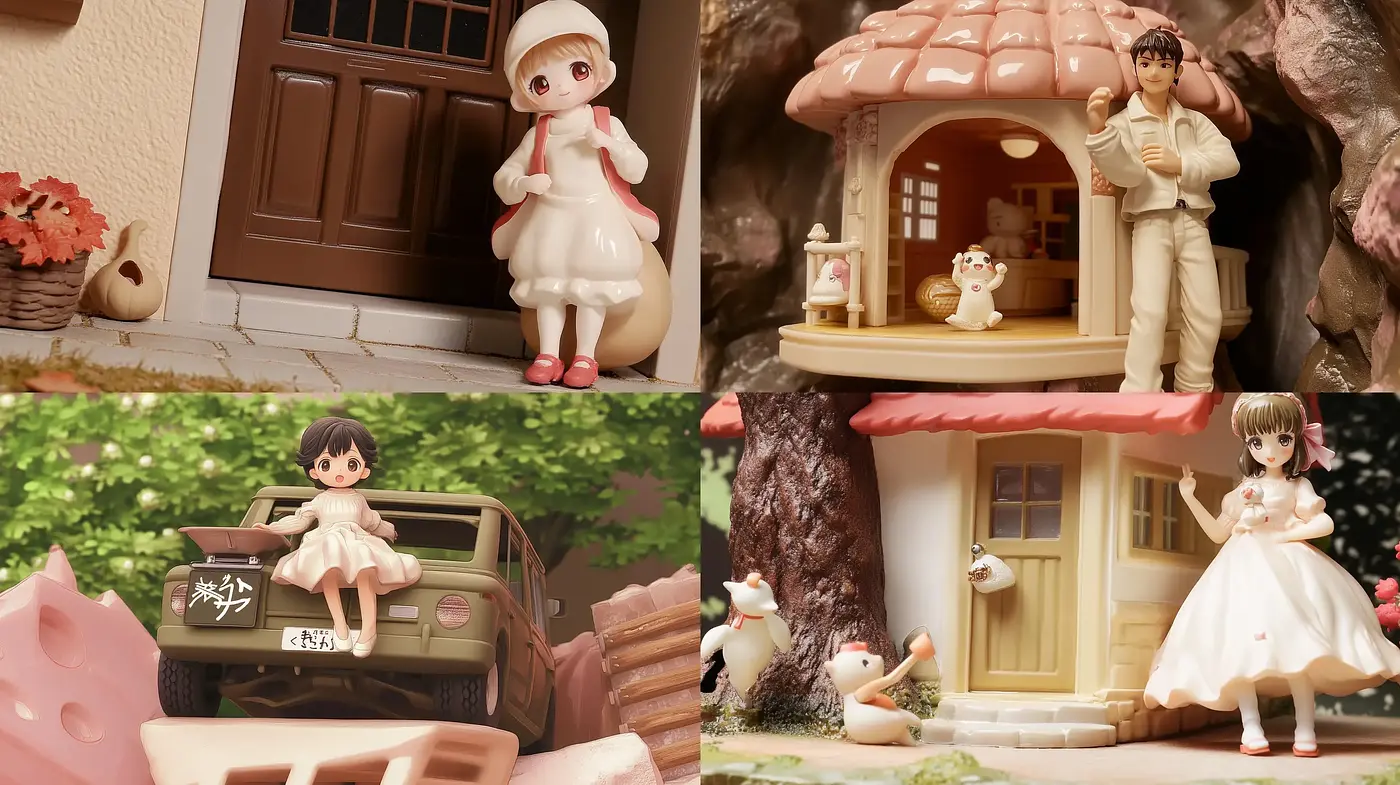 Idyllic Whimsy in Soft Pastel: A Fusion of Anime-Inspired Figures and Storybook Scenery - Midjourney sref style