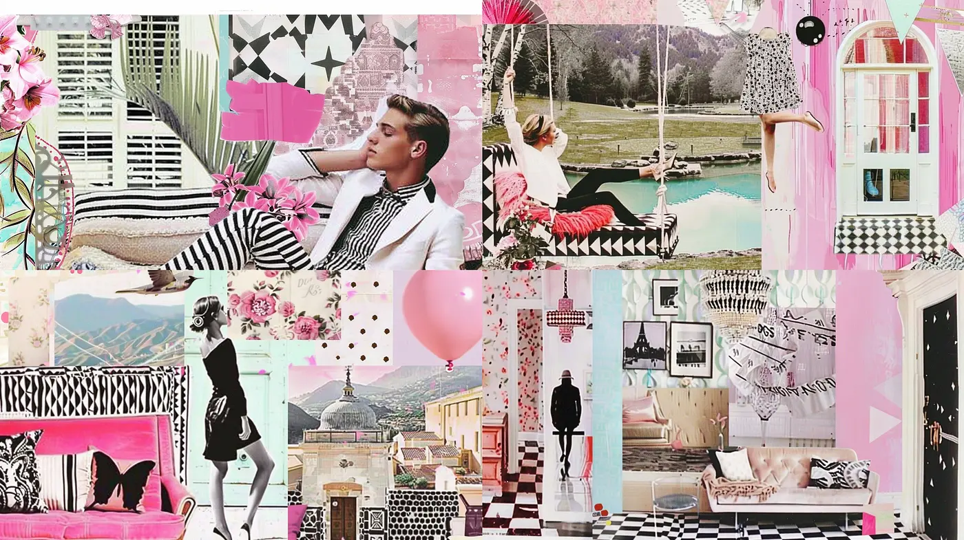 Whimsical Collage of Surrealistic Patterns and Pastel Dreams - Midjourney sref style