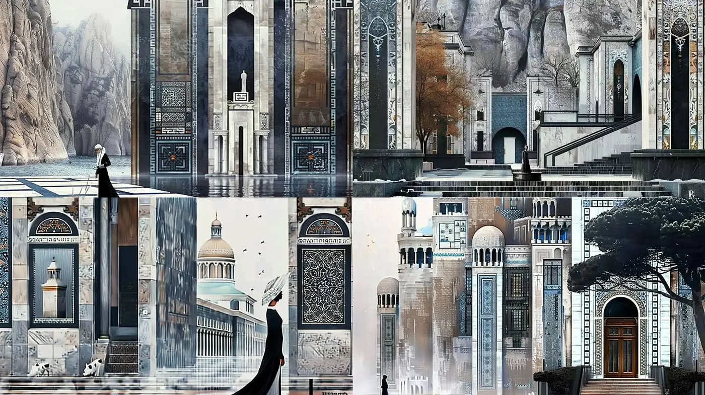 Ethereal Architectural Dreamscapes with Consistent Muted Tones - Midjourney sref style