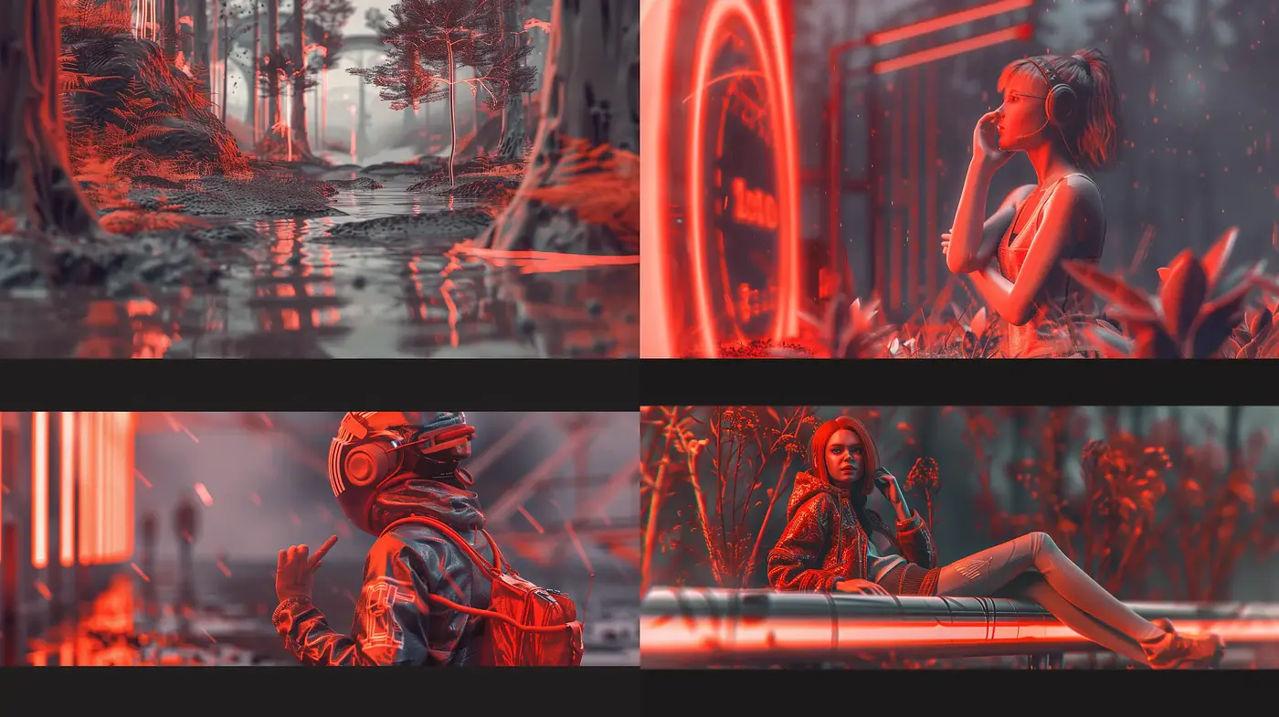 Cyber-Noir Dreamscape: A Monochromatic Fusion of Technology and Melancholy - Midjourney sref style