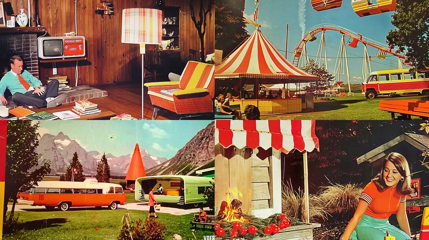 Retro Americana Dreamscapes with a Warm Nostalgic Glow - Midjourney sref style