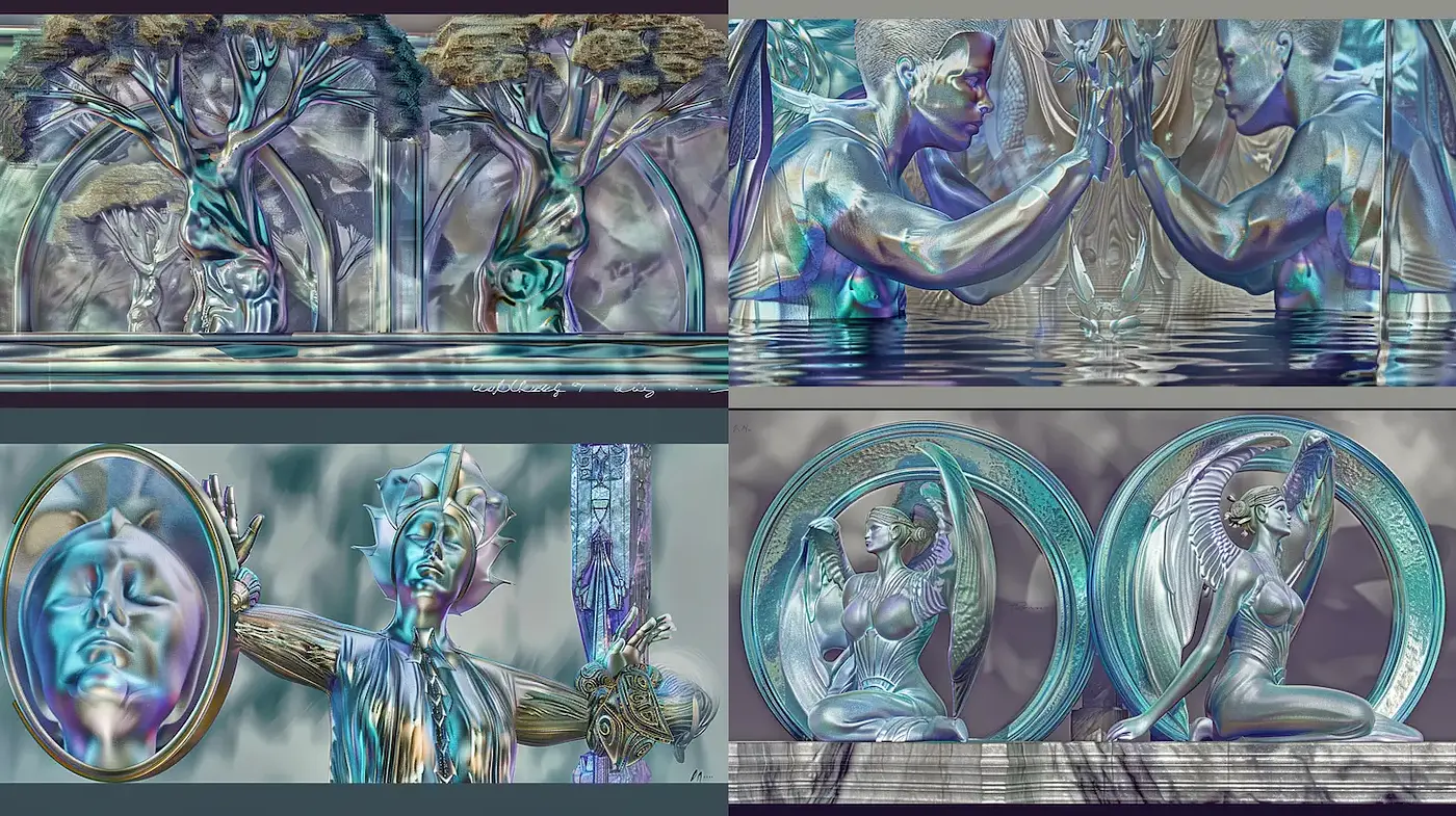 Ethereal and Fluid Aesthetic with a Futuristic Vibe - Midjourney sref style