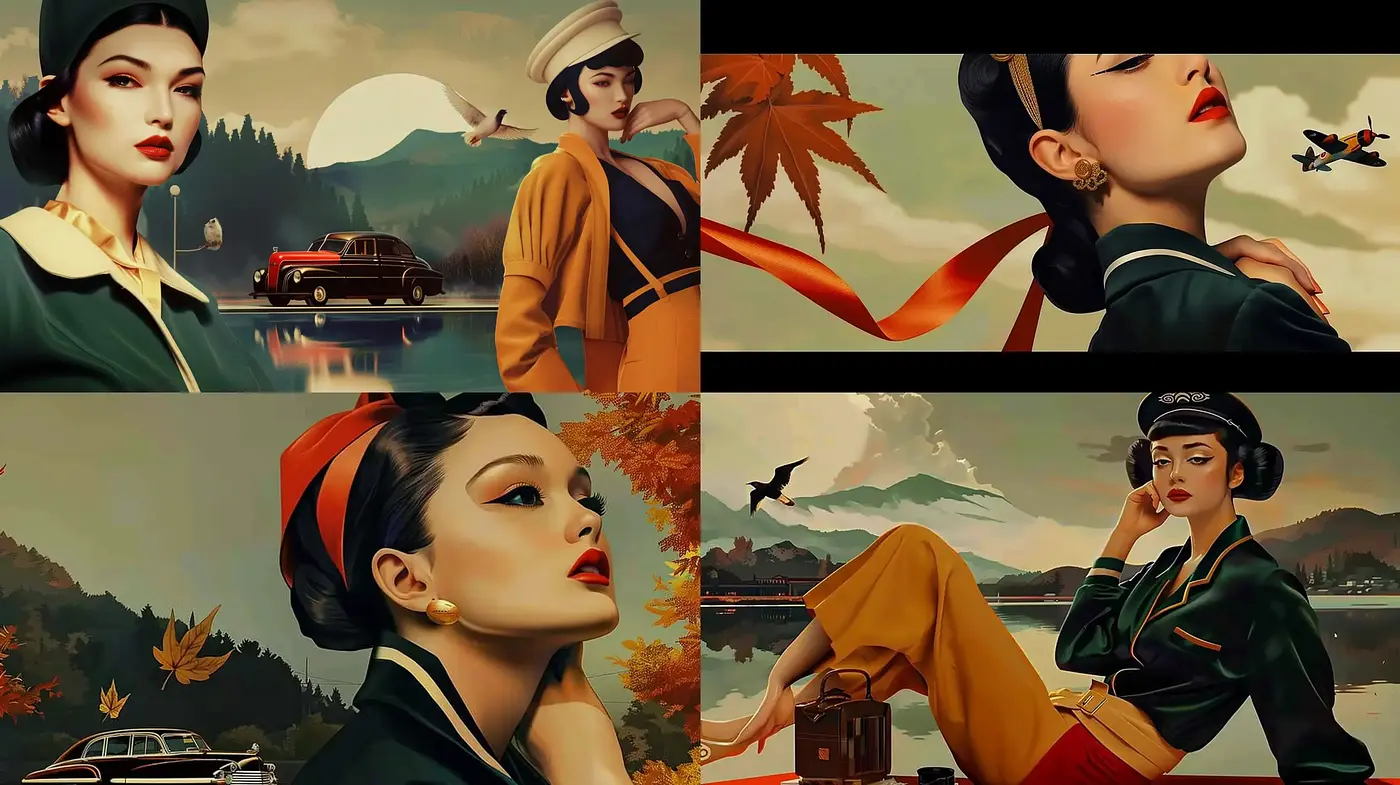Elegant Retrofuturism with a Mid-Century Modern Flair - Midjourney sref style