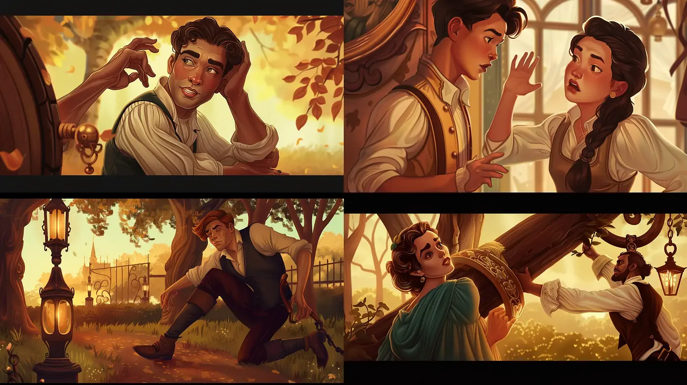 Golden Hour Whimsy: Enchanting Illustrations with Warm Hues and Dramatic Lighting - Midjourney sref style