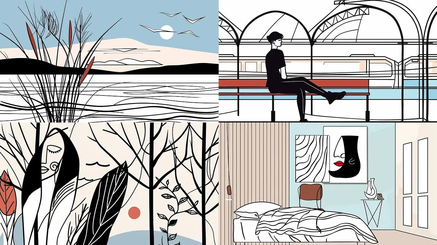Modern Serenity: A Fusion of Simplified Forms and Subdued Hues - Midjourney sref style