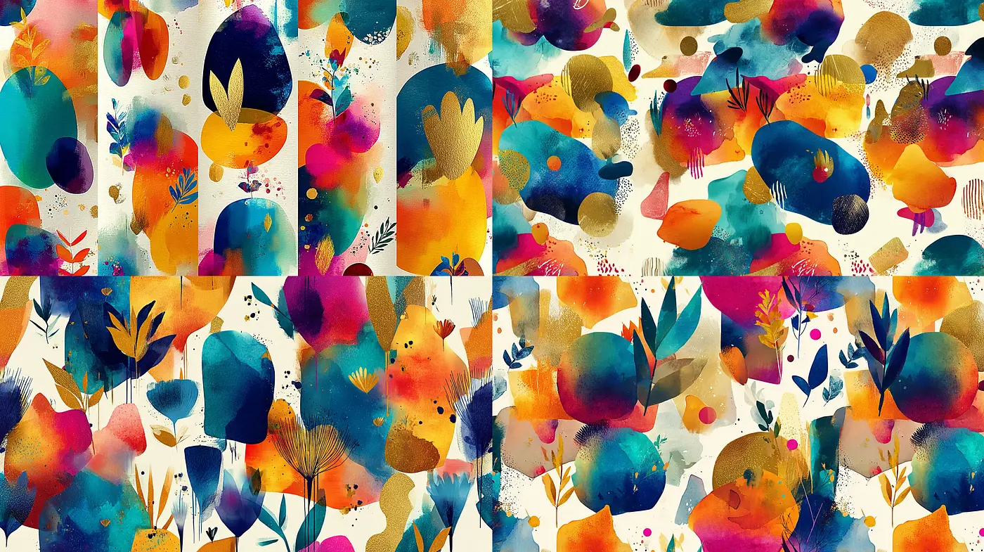 Vibrant Abstract Floral Patterns with a Playful Touch - Midjourney sref style