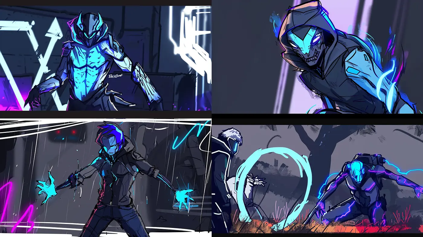 Electric Noir: Cyberpunk Aesthetics with Neon Contrasts - Midjourney sref style