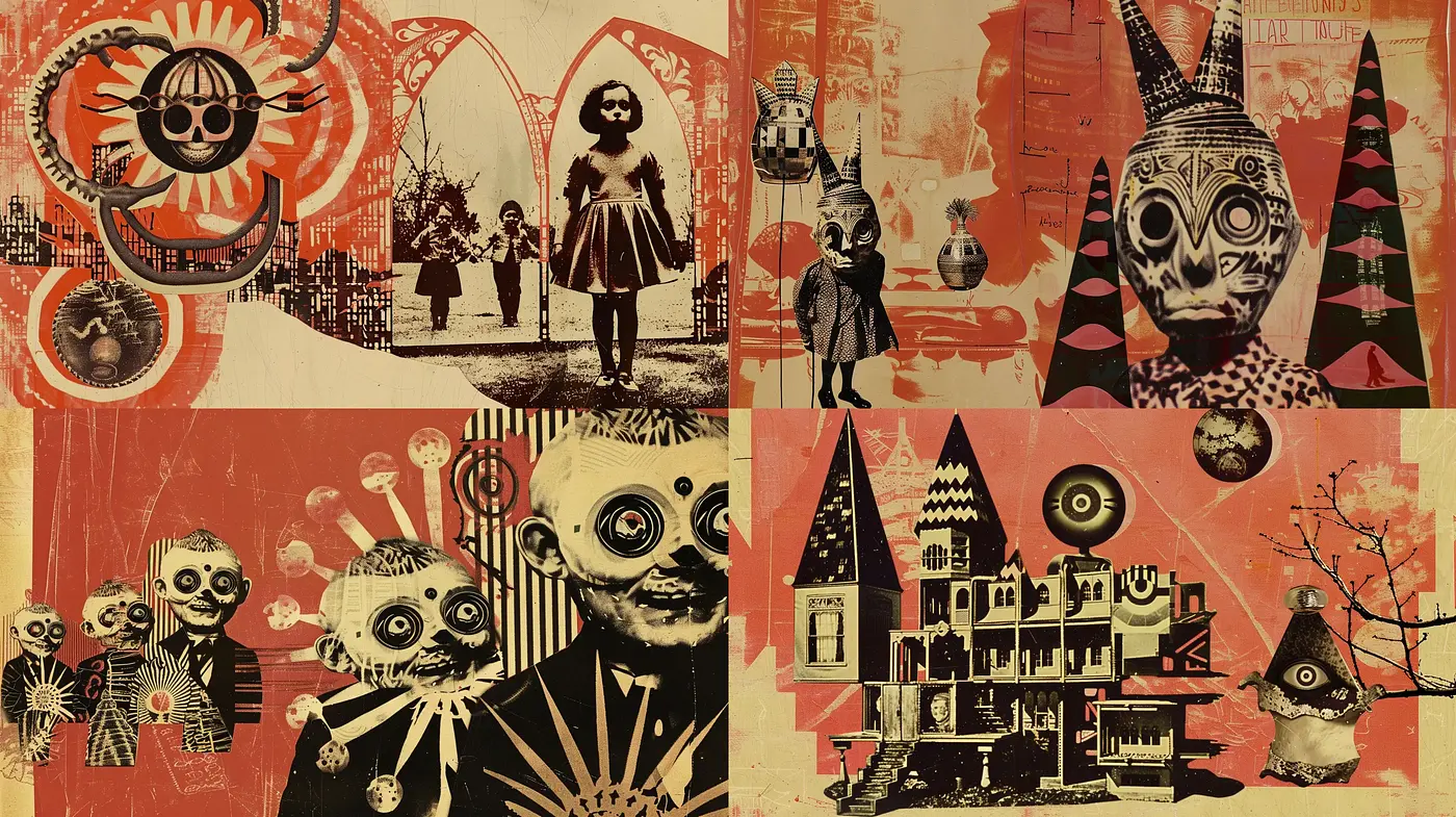 Surreal Collage of Vintage Carnival Ephemera - Midjourney sref style
