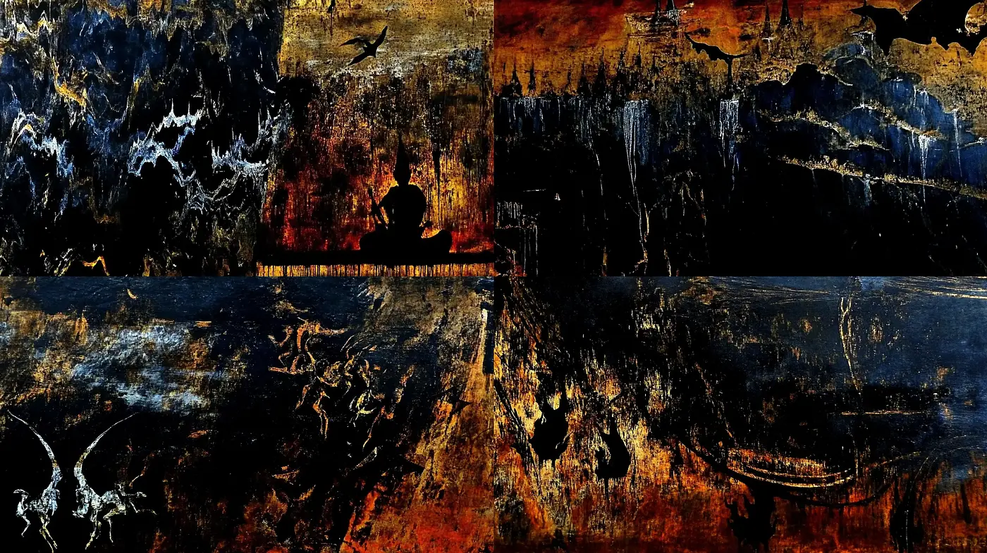 Abstract Dystopian Visions: A Harrowing Dance of Texture and Desolation - Midjourney sref style