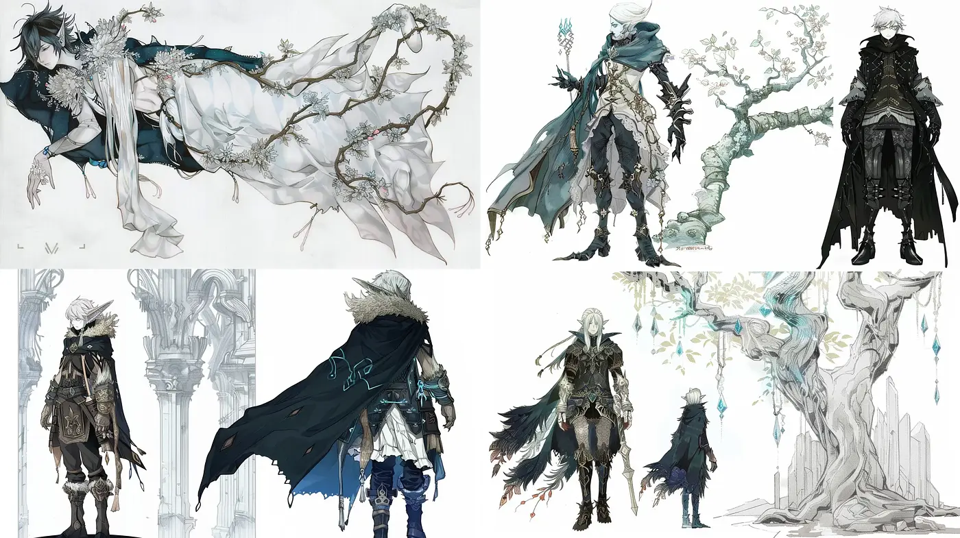 Ethereal Monochrome Fantasy: A Study in Saturated Blues and Ethereal Forms - Midjourney sref style