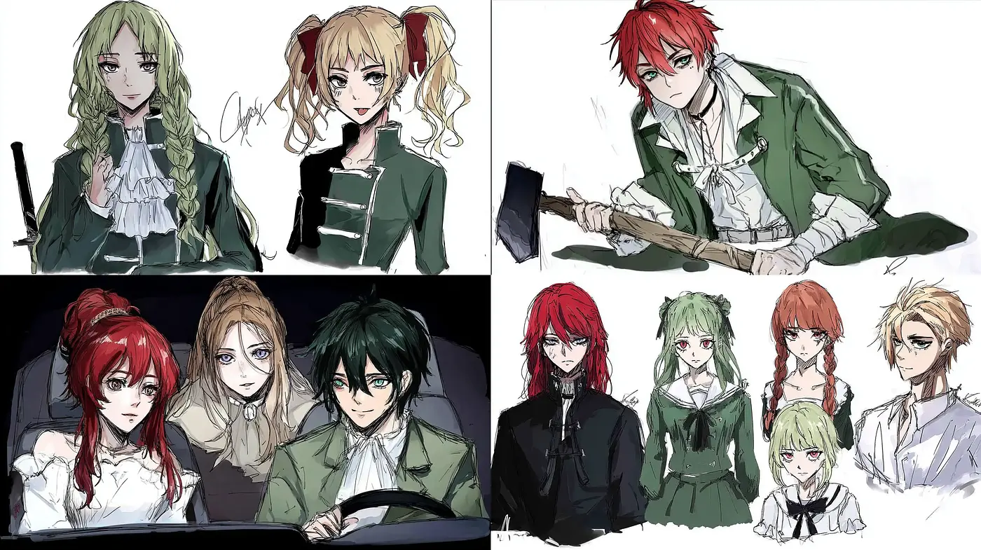 Vibrant and expressive character illustrations with a distinct anime influence - Midjourney sref style