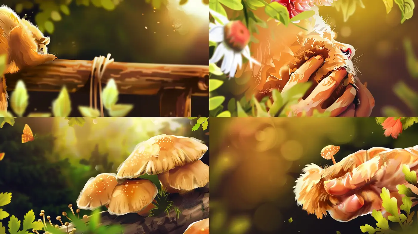 Warm Illuminated Nature: A Consistent Study in Sunlit Vitality - Midjourney sref style