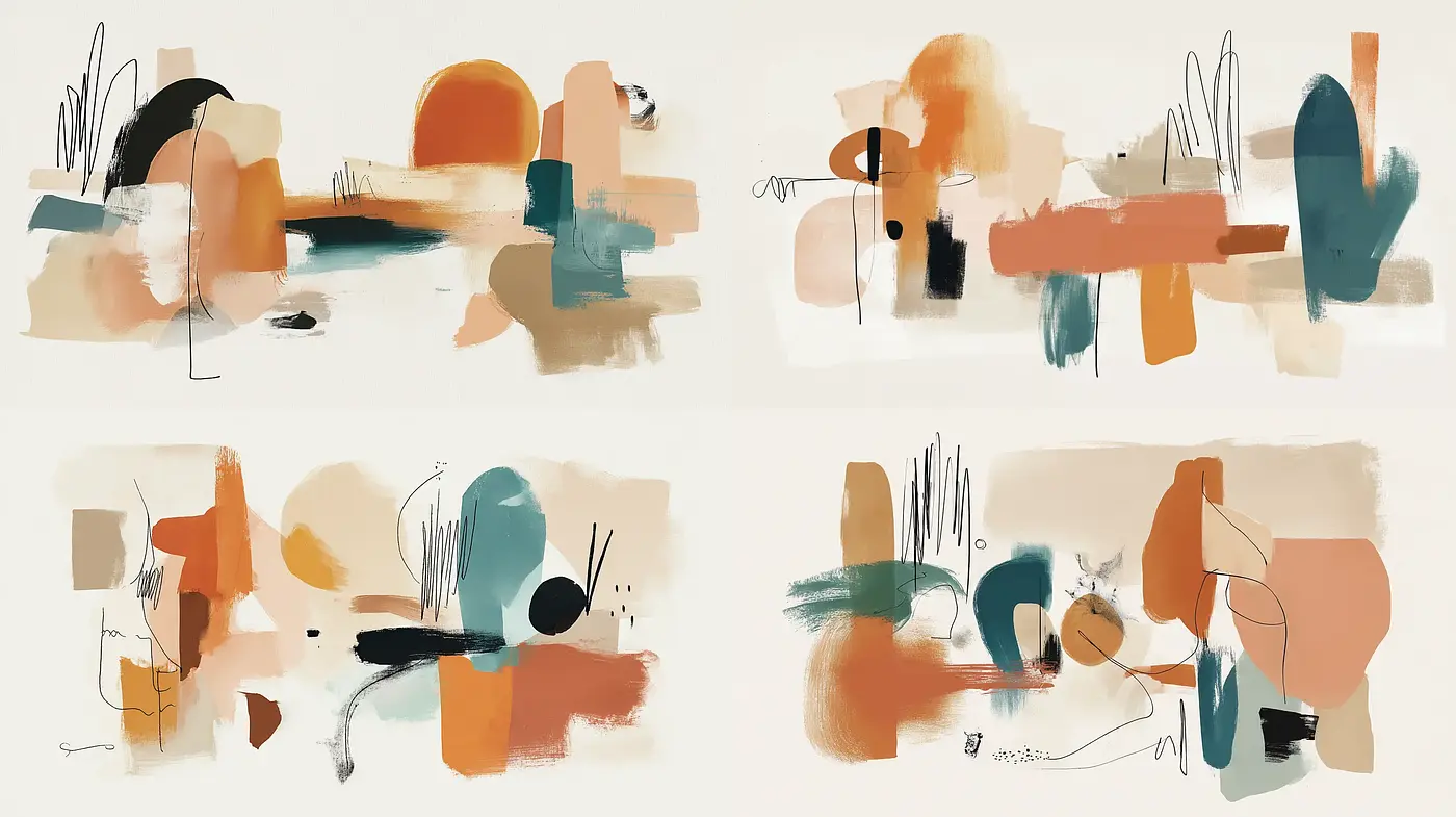 Abstract Minimalist Composition with Earthy Tones and Fluid Lines - Midjourney sref style