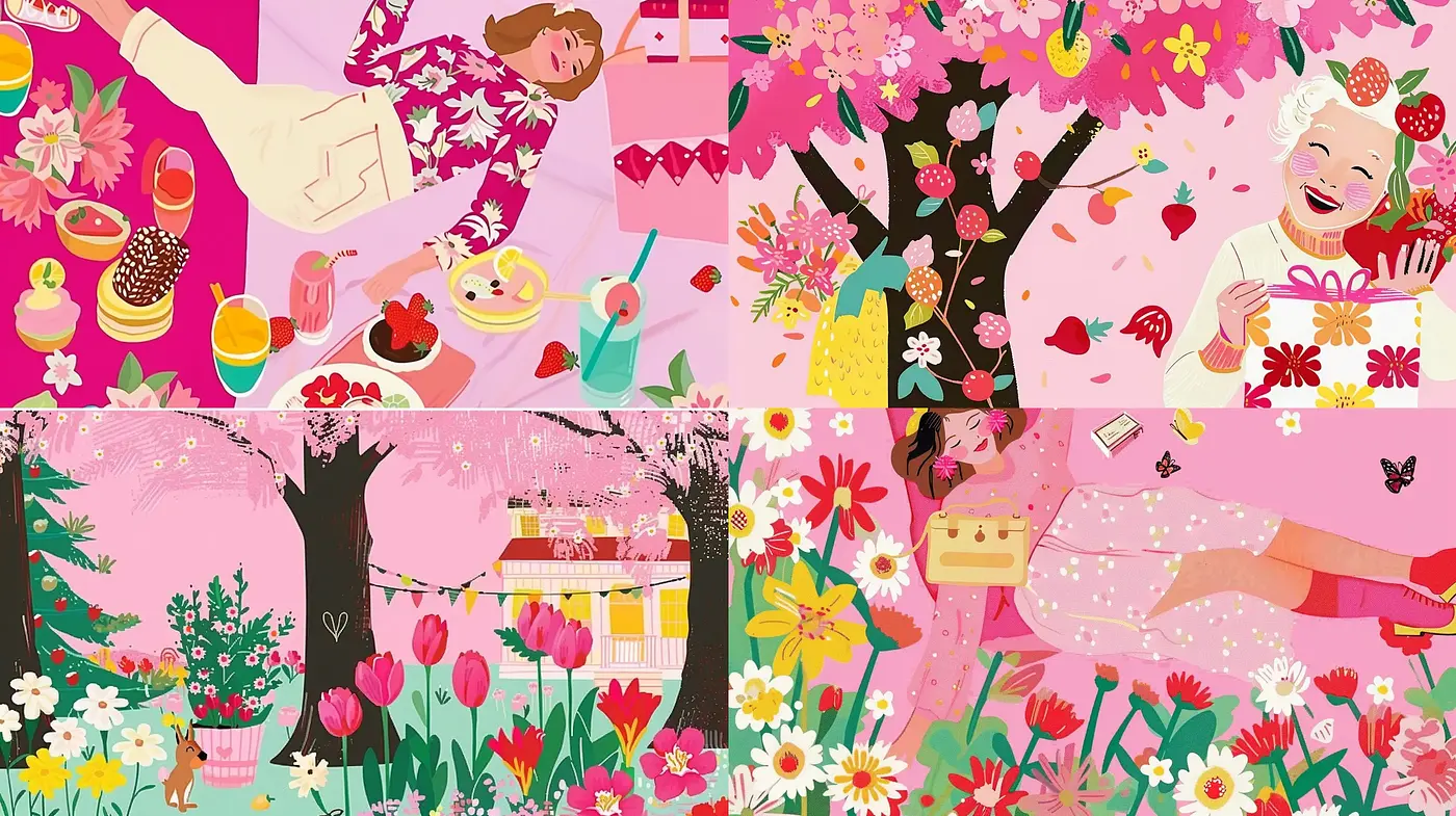 Whimsical Garden Party in Vivid Pastels - Midjourney sref style