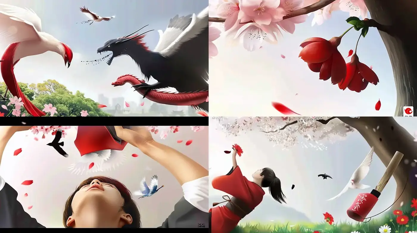 Harmonious Blend of Nature and Symbolism with Flourishing Textures - Midjourney sref style