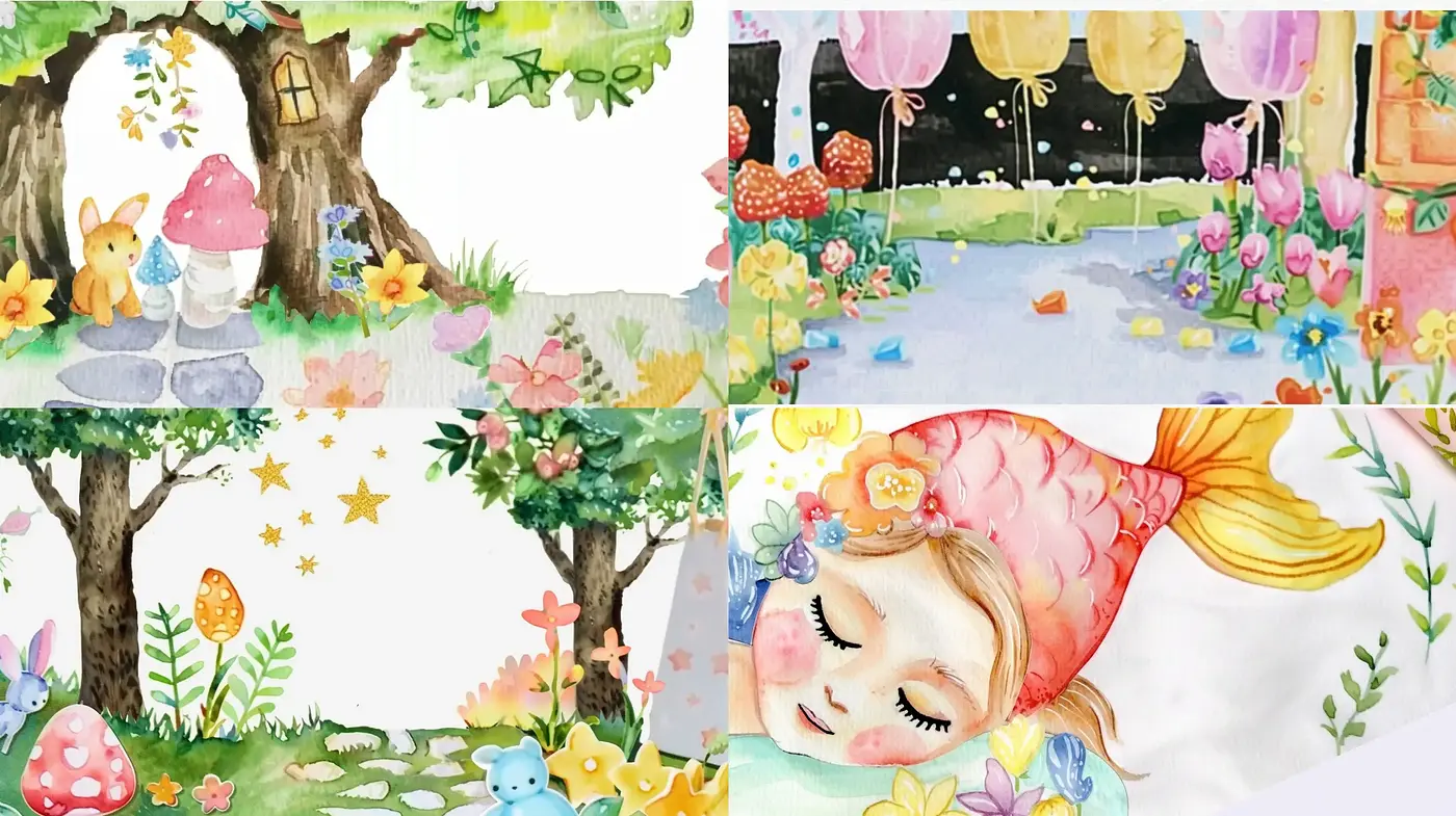 Whimsical Watercolor Dreamscape with Enchanted Nature Elements - Midjourney sref style