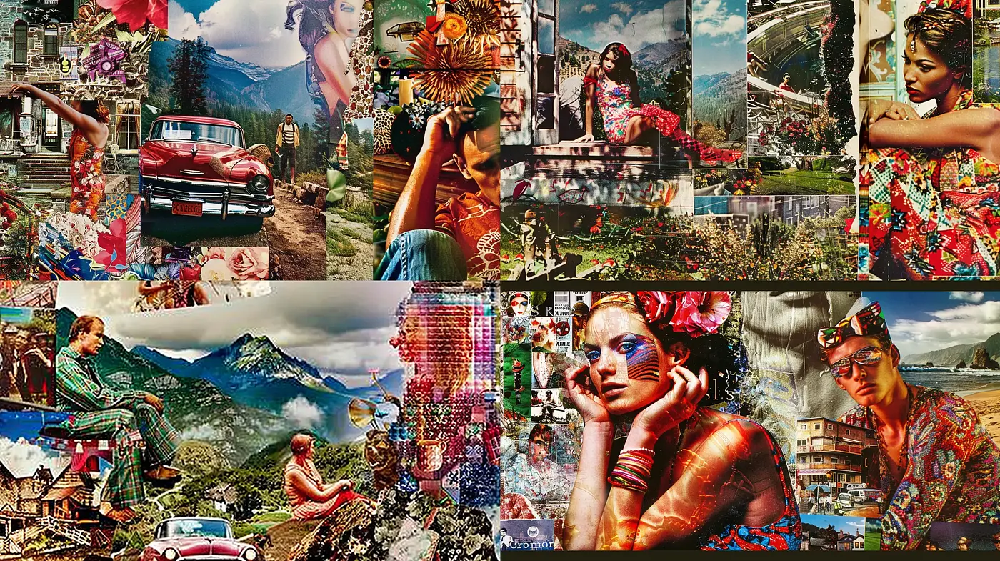 Eclectic Tapestry of Digital Collage and Vibrant Photorealism - Midjourney sref style
