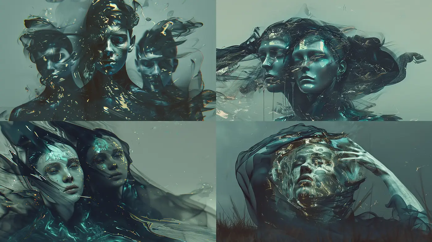 Ethereal Fluidity of Form and Tone in Digital Portraiture - Midjourney sref style