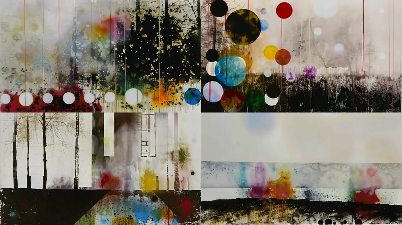 Abstract Expressionist Fusion with Ethereal Color Bursts - Midjourney sref style