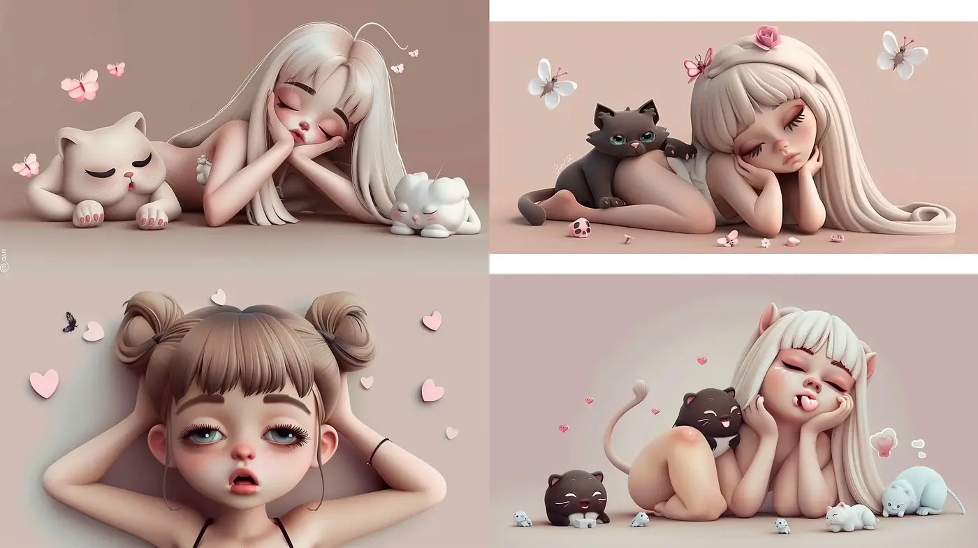 Soft-Toned Contemporary Kawaii Inspirations with a Nostalgic Twist - Midjourney sref style