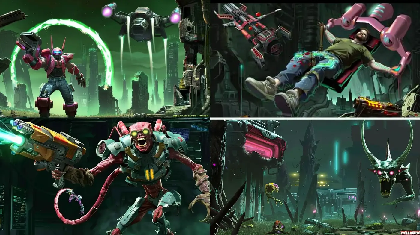 Futuristic Dystopian Dreamscape with Neon and Monochromatic Hues - Midjourney sref style