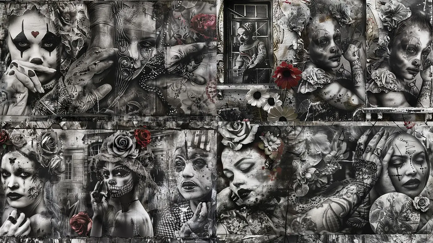 Monochromatic Dreamscape: A Surreal Fusion of Neo-Gothic and Baroque Elements - Midjourney sref style