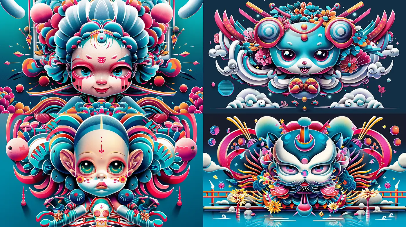 Surreal Symmetry: An Exploration of Ethereal Characters in Vibrant Dreamscapes - Midjourney sref style