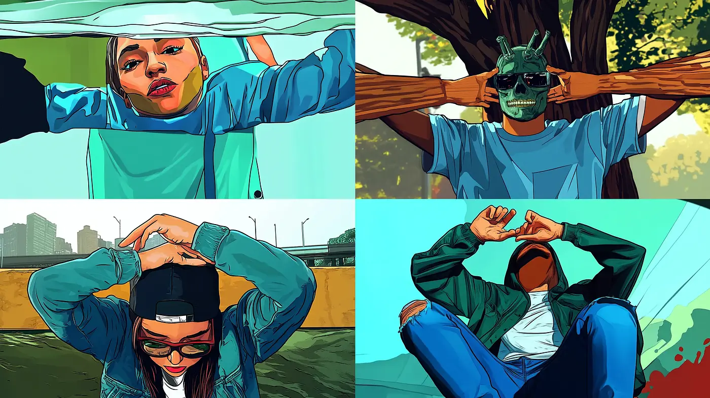 Dynamic Comic Book Aesthetic with Cohesive Urban Palette - Midjourney sref style