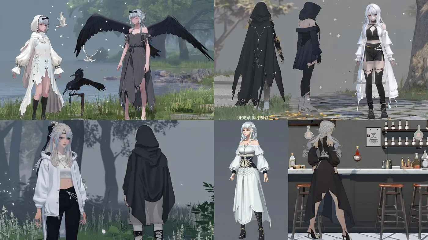 Ethereal Anime Elegance with Monochromatic Fantasy Overtones - Midjourney sref style