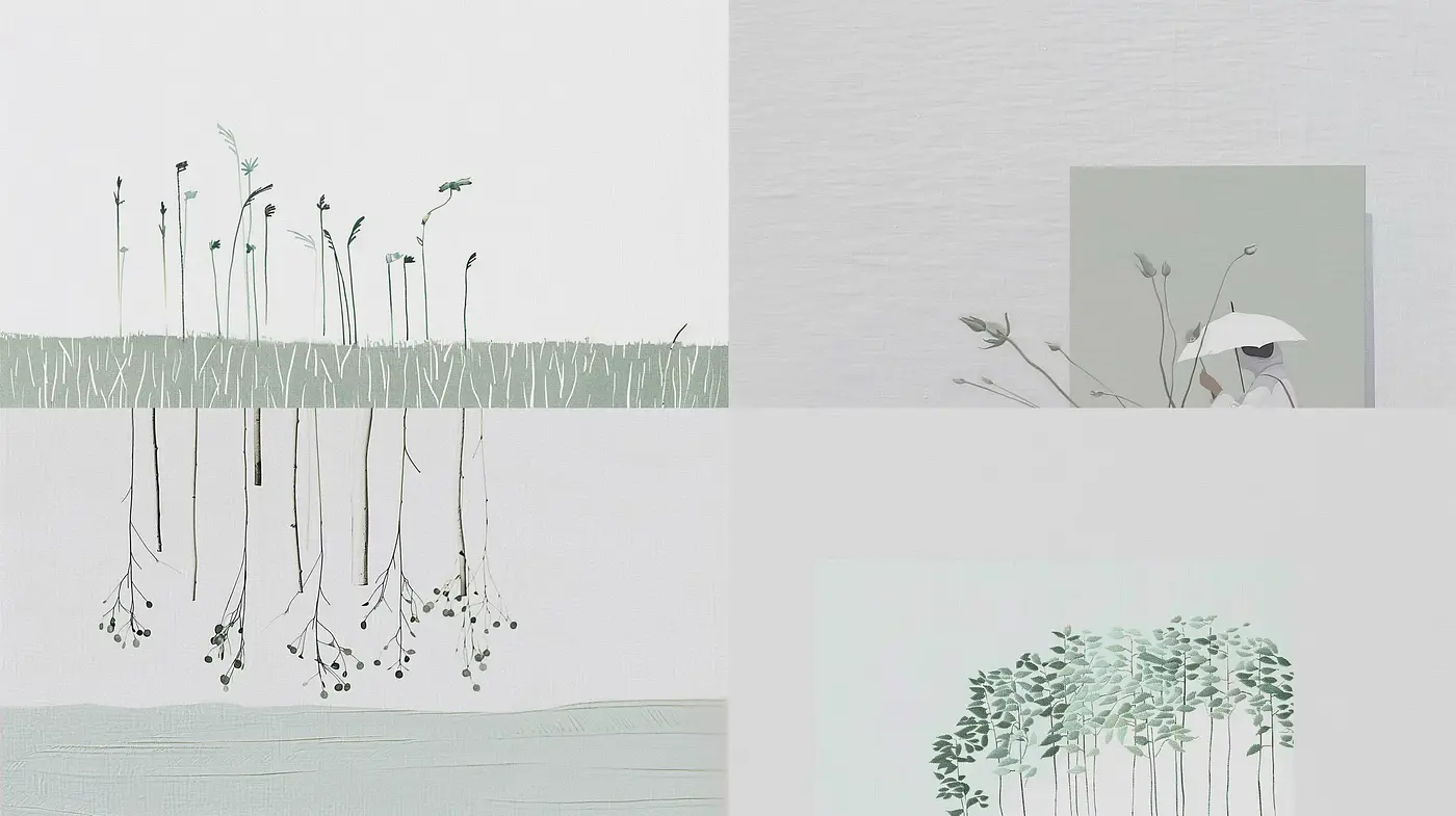 Ethereal Plant Impressions in Muted Watercolor - Midjourney sref style