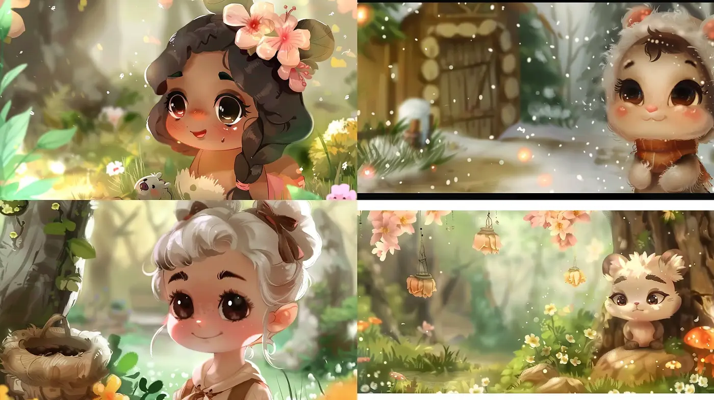 Enchanted Forest Whimsy: A Dreamlike Blend of Warm Hues and Soft Textures - Midjourney sref style