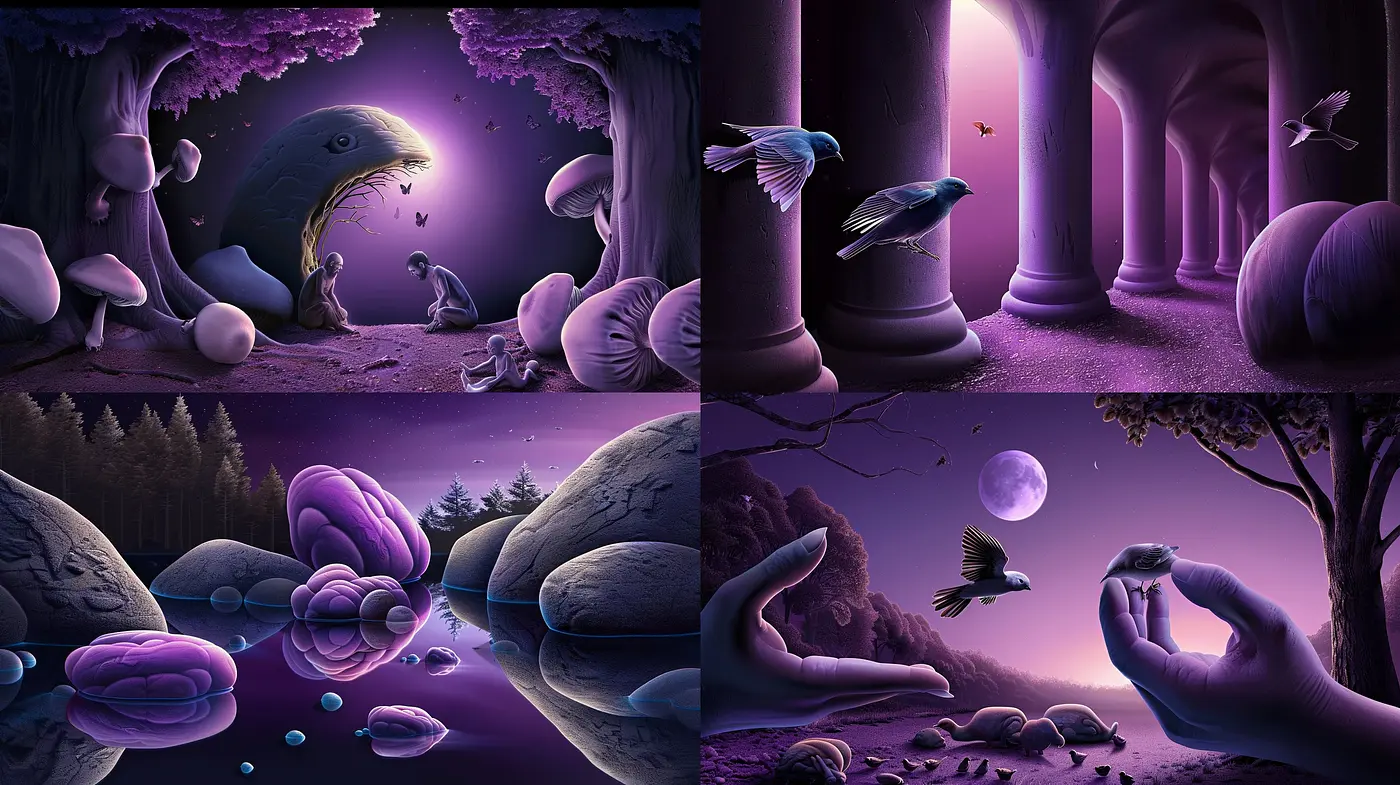 Surreal Twilight Vistas: A Fusion of Dreamscapes and Ethereal Shades - Midjourney sref style